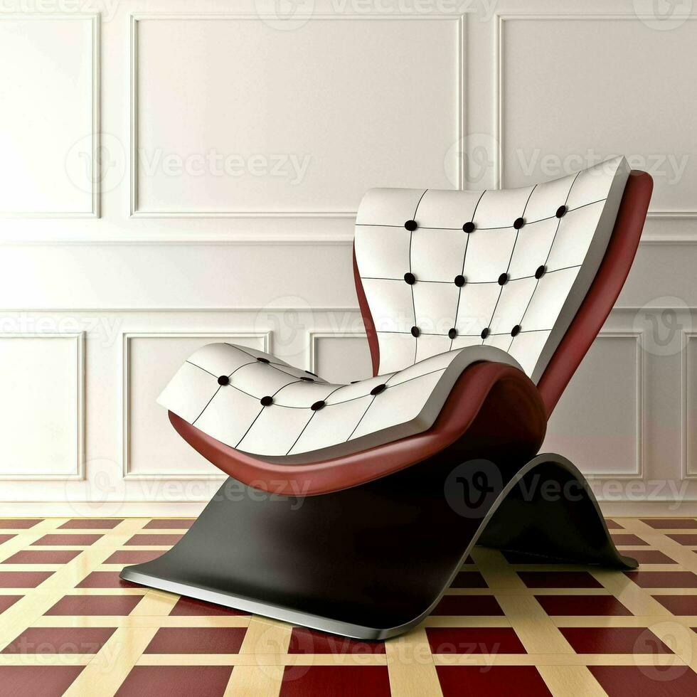 modern ontwerp stoel in een Parijse zolder, 3d gegenereerd foto