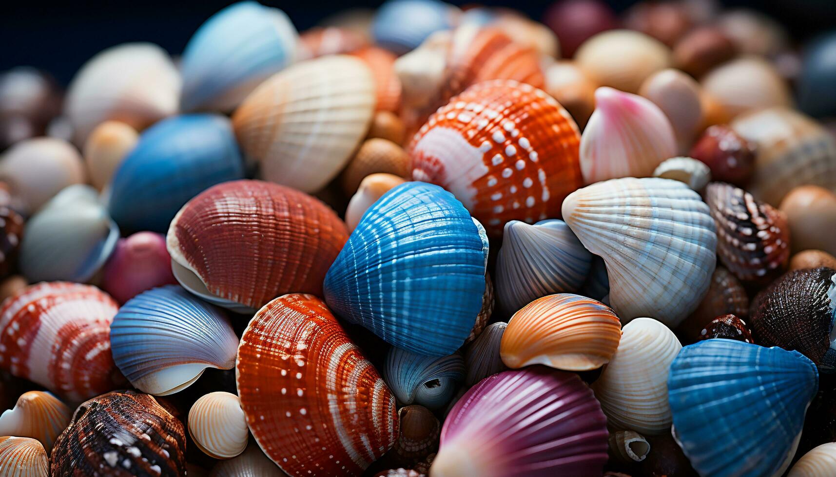 natuur dier patronen versieren de macro schelp verzameling, een souvenir gegenereerd door ai foto