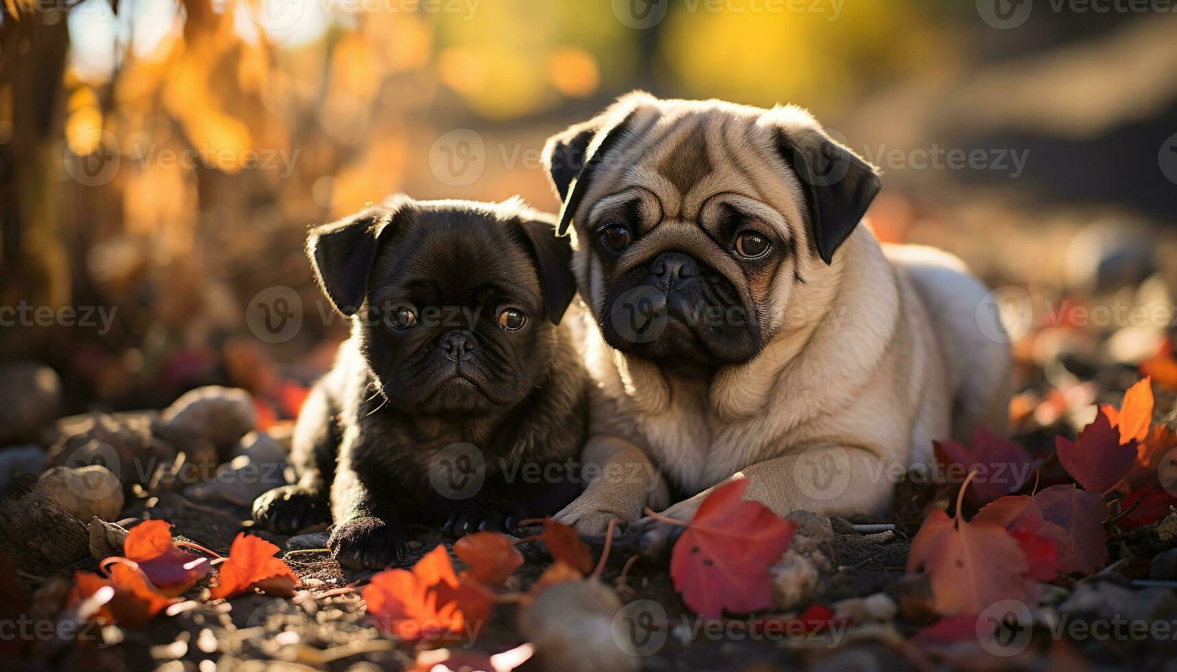 klein hond zittend in gras, schattig mopshond op zoek voor vriendschap gegenereerd door ai foto