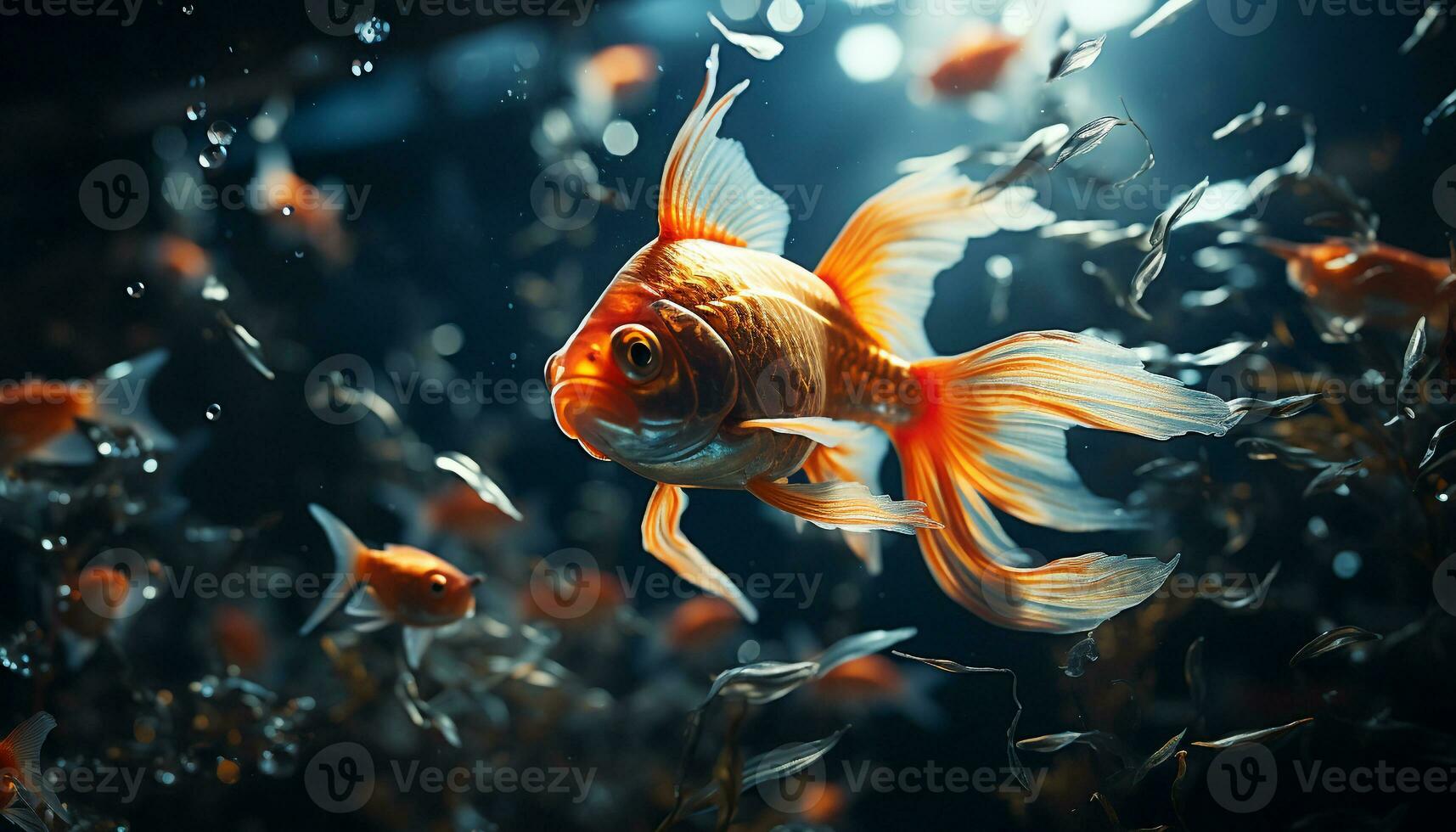 onderwater- schoonheid vis zwemmen in een kleurrijk aquatisch paradijs gegenereerd door ai foto