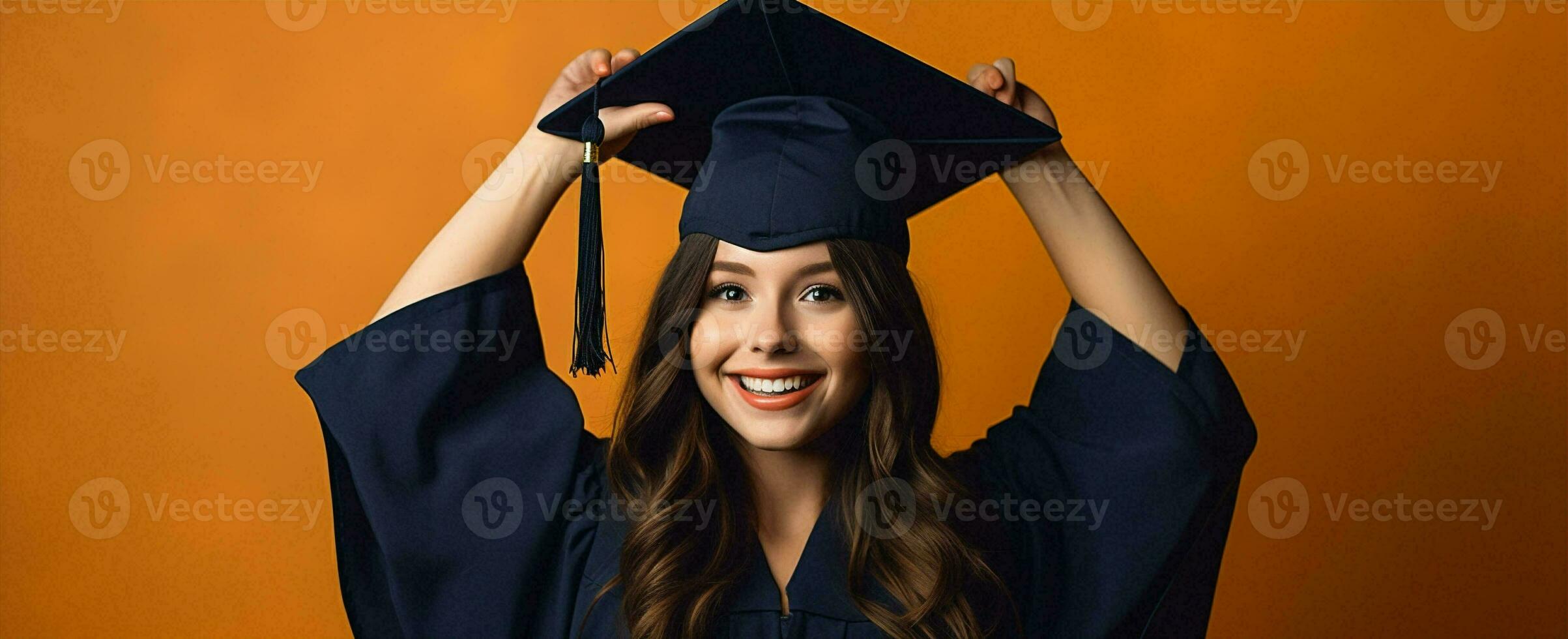 glimlach vrouw zwart academisch afstuderen prestatie toekomst prestatie pet college Universiteit mate onderwijs leerling foto
