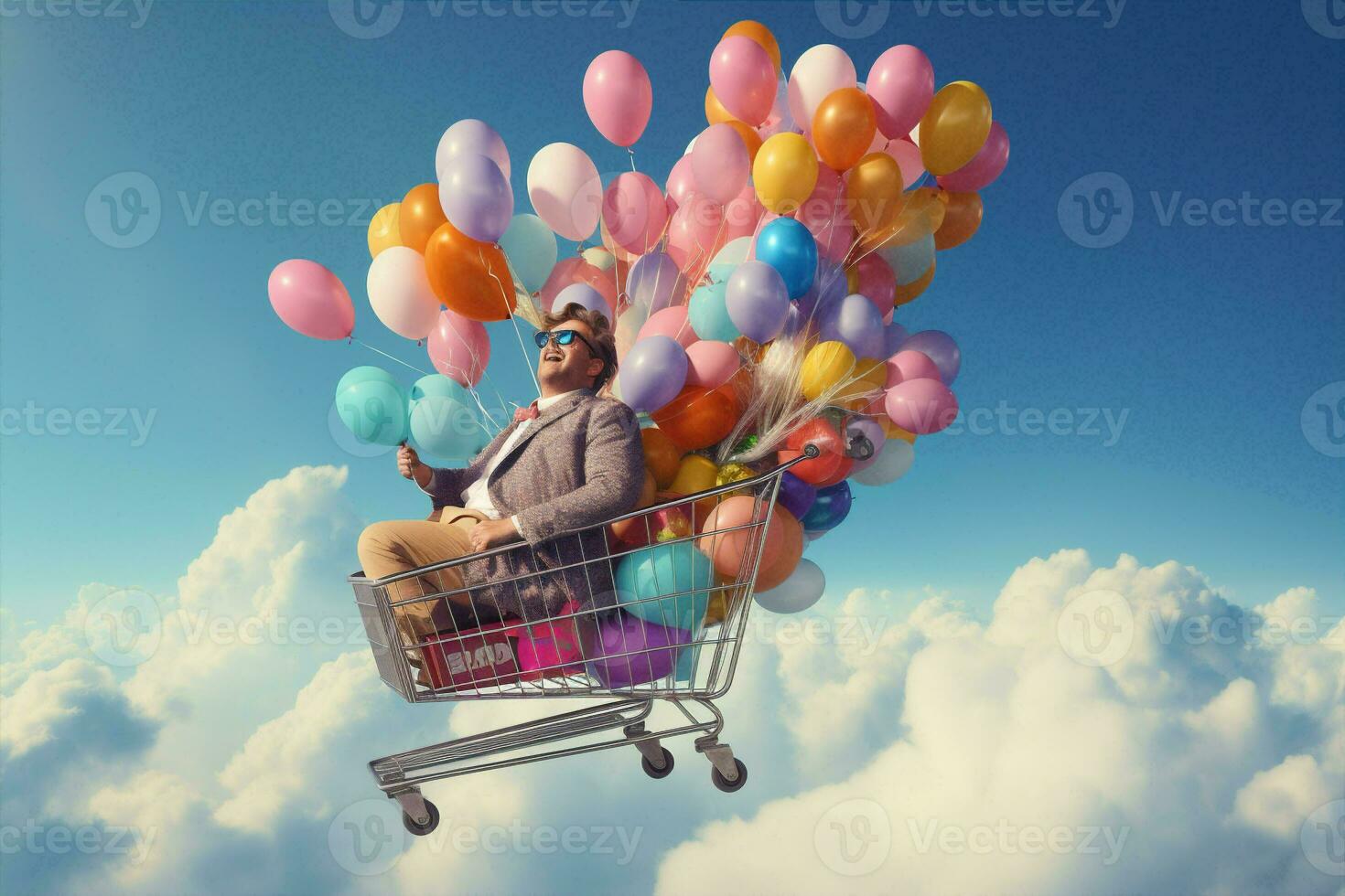 uitverkoop concept boodschappen doen winter aankoop kar helium achtergrond traditioneel trolley handel mand kopen Kerstmis foto