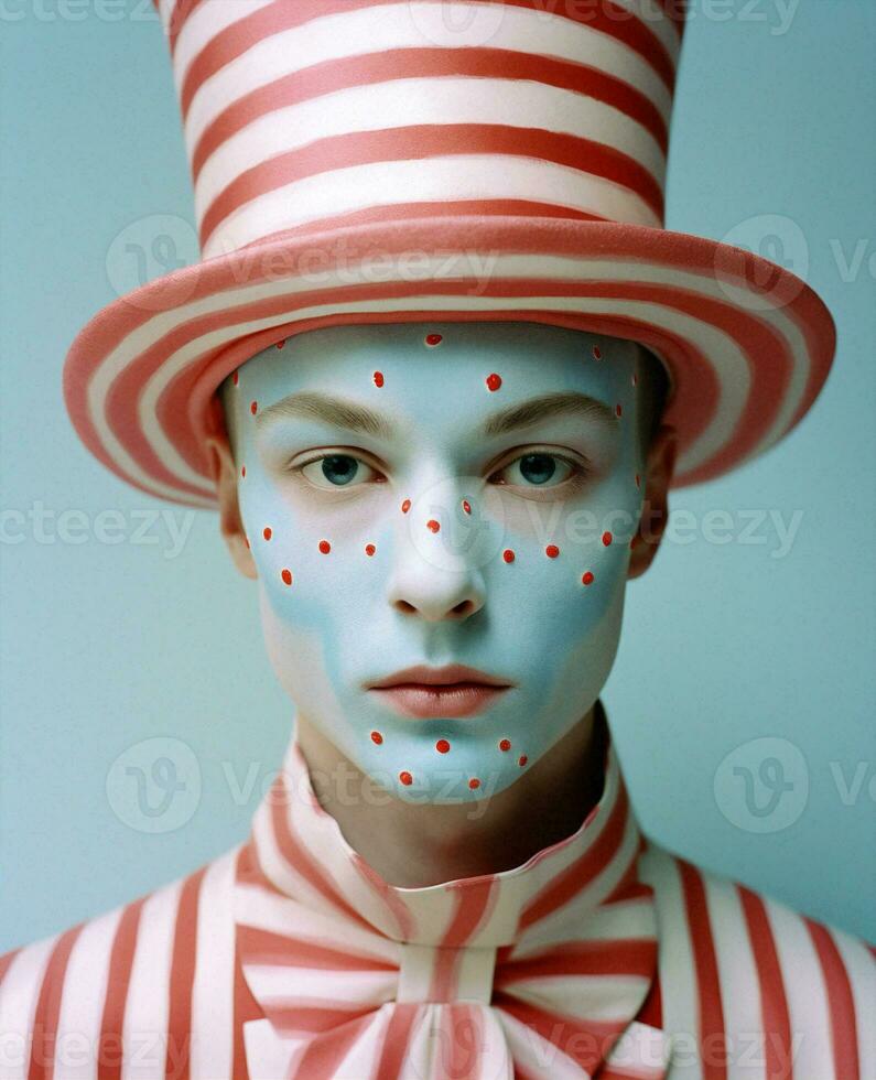 rood Mens kunst mime gezicht republiek verf circus portret ventilator achtergrond clown foto