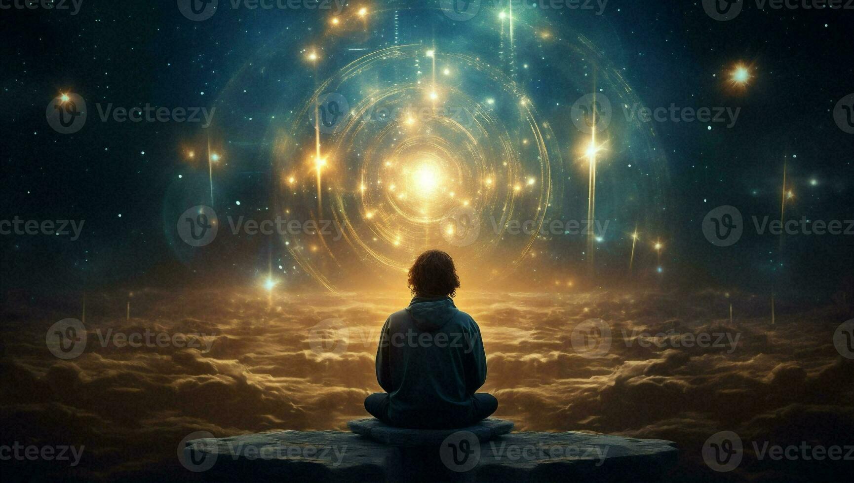 ster yoga geestelijkheid mediteren universum energie achtergrond zen silhouet ruimte lotus foto