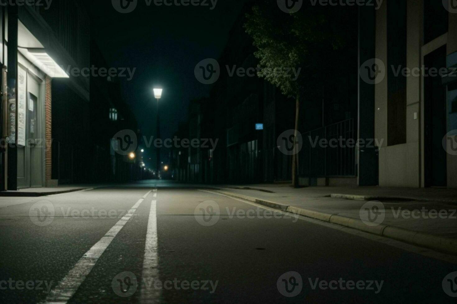 leeg ruimte Aan de straat Aan de nacht. achtergrond. ai generatief pro foto