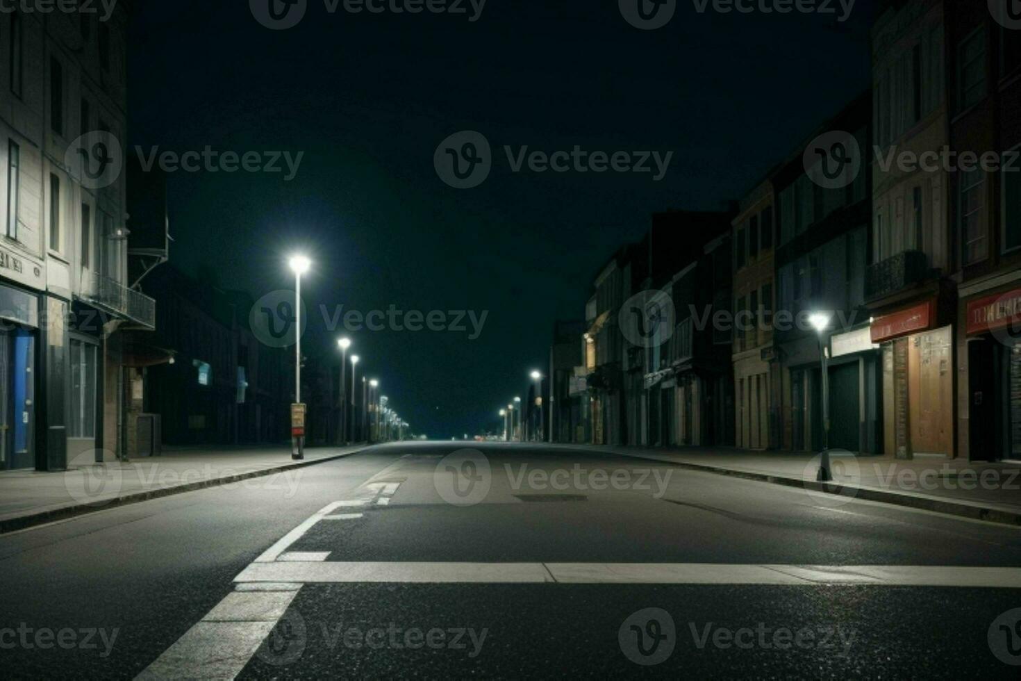 leeg ruimte Aan de straat Aan de nacht. achtergrond. ai generatief pro foto