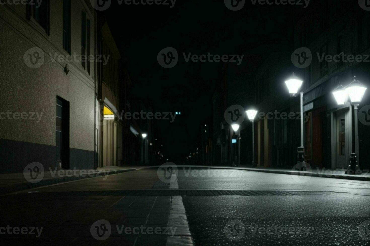 leeg ruimte Aan de straat Aan de nacht. achtergrond. ai generatief pro foto