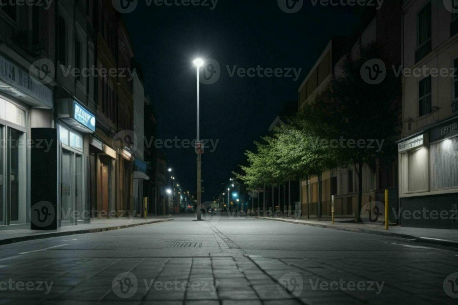 leeg ruimte Aan de straat Aan de nacht. achtergrond. ai generatief pro foto