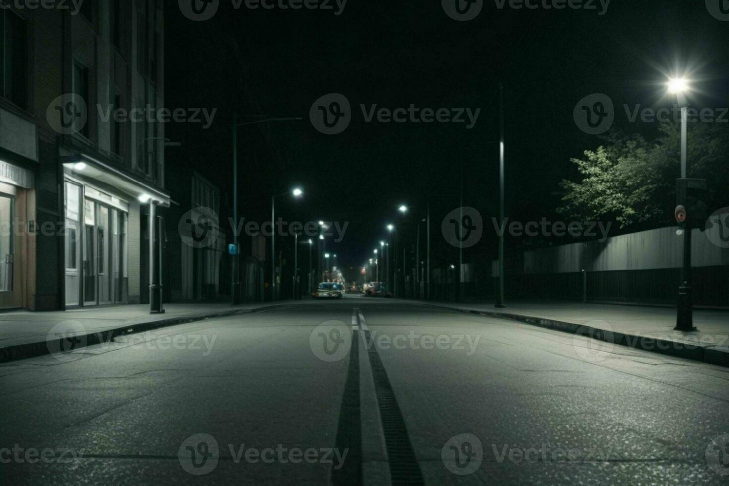 leeg ruimte Aan de straat Aan de nacht. achtergrond. ai generatief pro foto