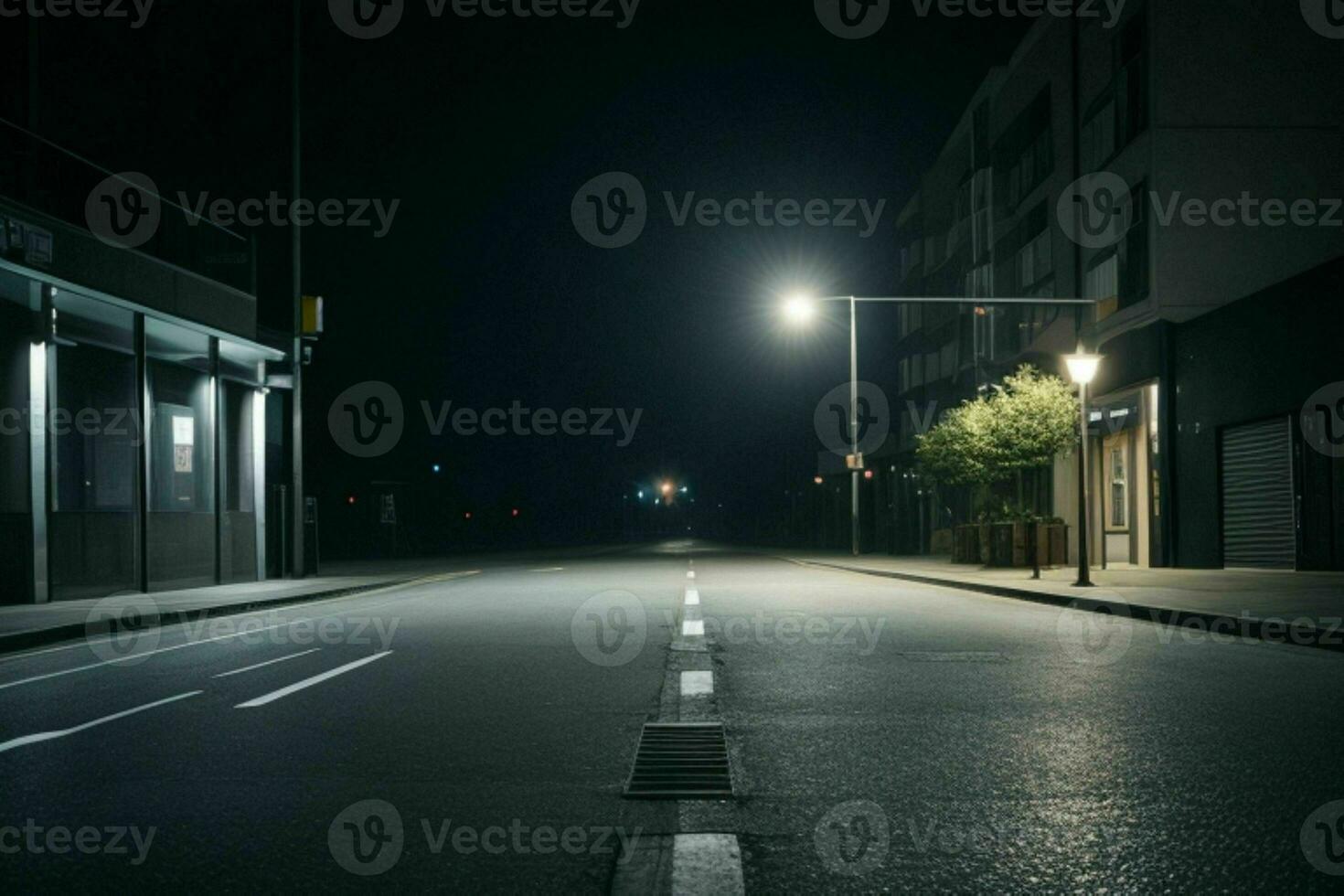 leeg ruimte Aan de straat Aan de nacht. achtergrond. ai generatief pro foto