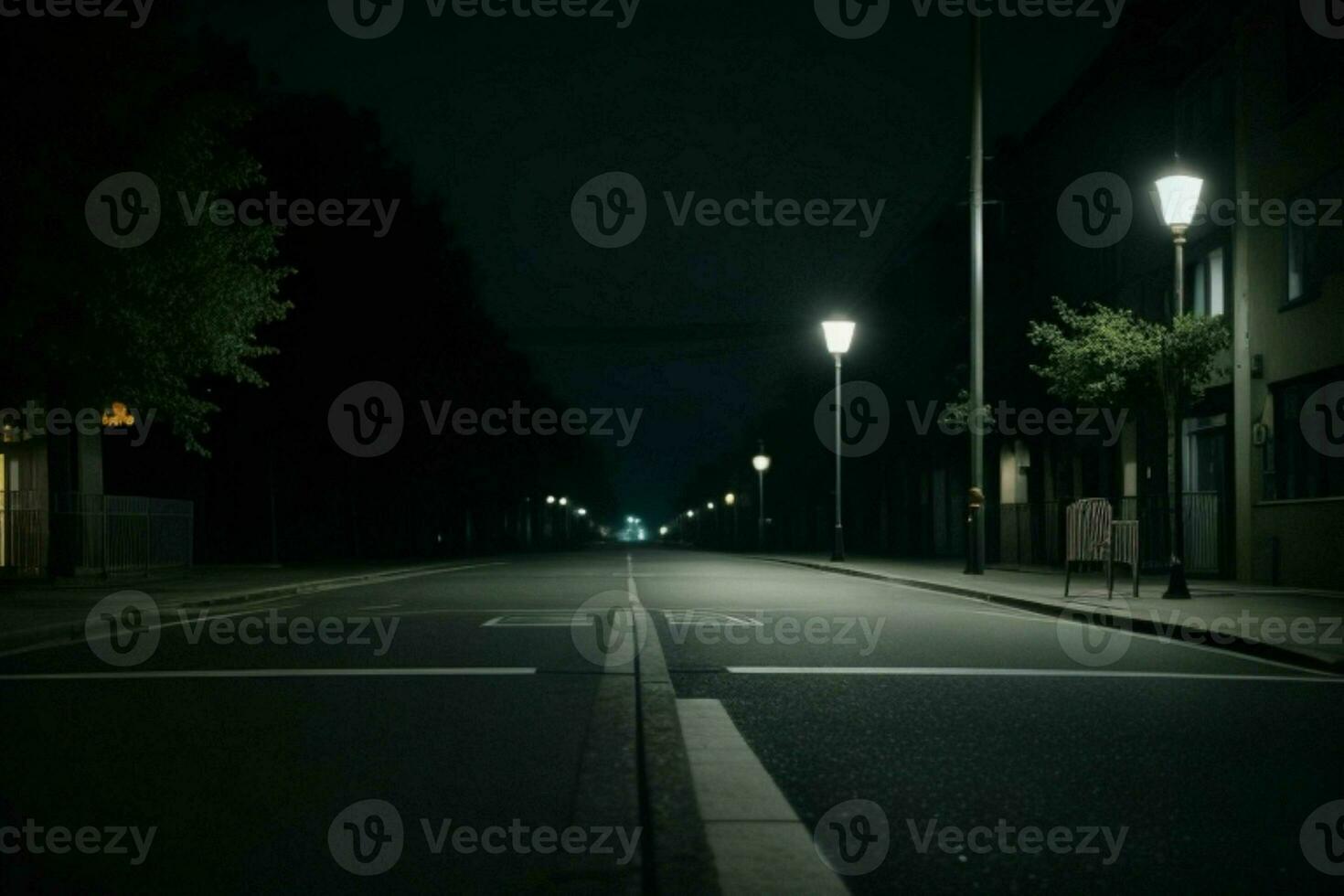 leeg ruimte Aan de straat Aan de nacht. achtergrond. ai generatief pro foto