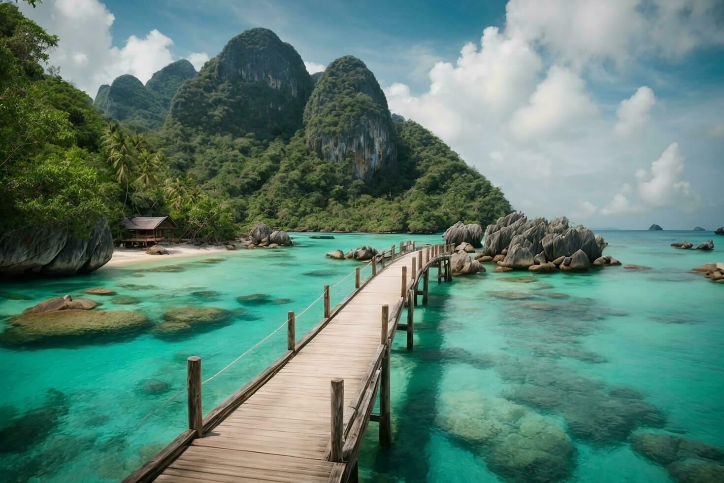 aan boord gaan Aan een zichtbaar reis naar de pittoreske koh nangyuan eiland in surat dan ik, Thailand generatief ai foto