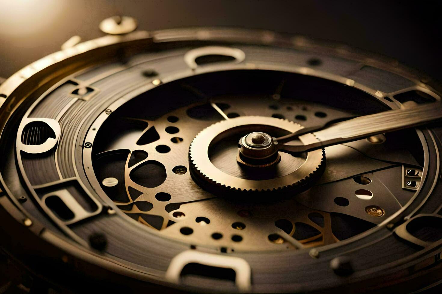 dichtbij omhoog van een mechanisch horloge. ai-gegenereerd foto