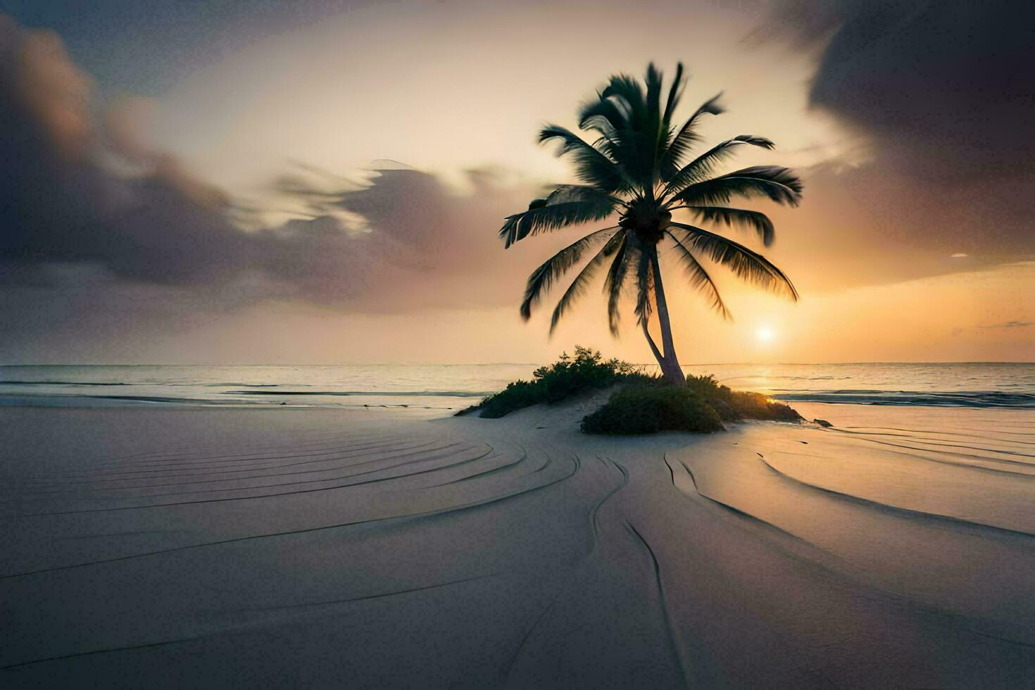 de zonsondergang Aan de strand. ai-gegenereerd foto