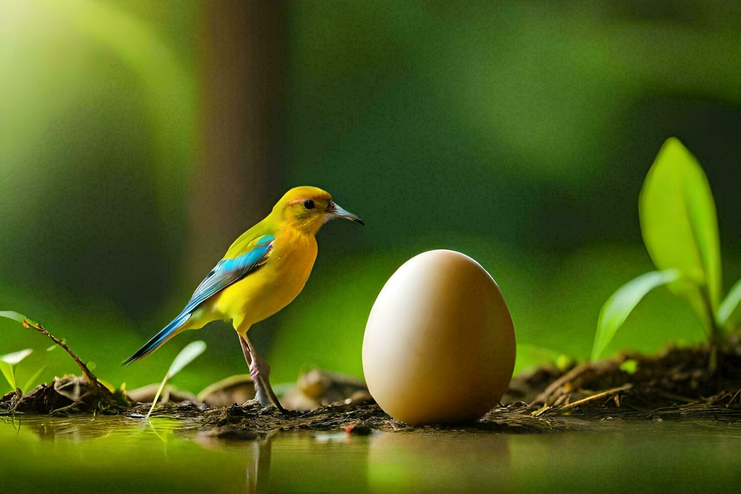 een vogel en een ei. ai-gegenereerd foto