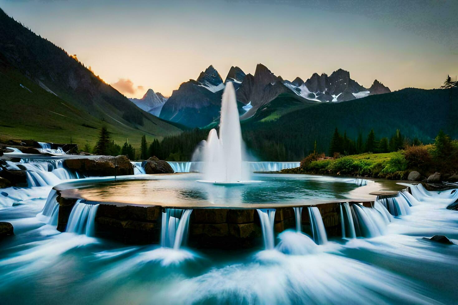 de fontein van de berg. ai-gegenereerd foto