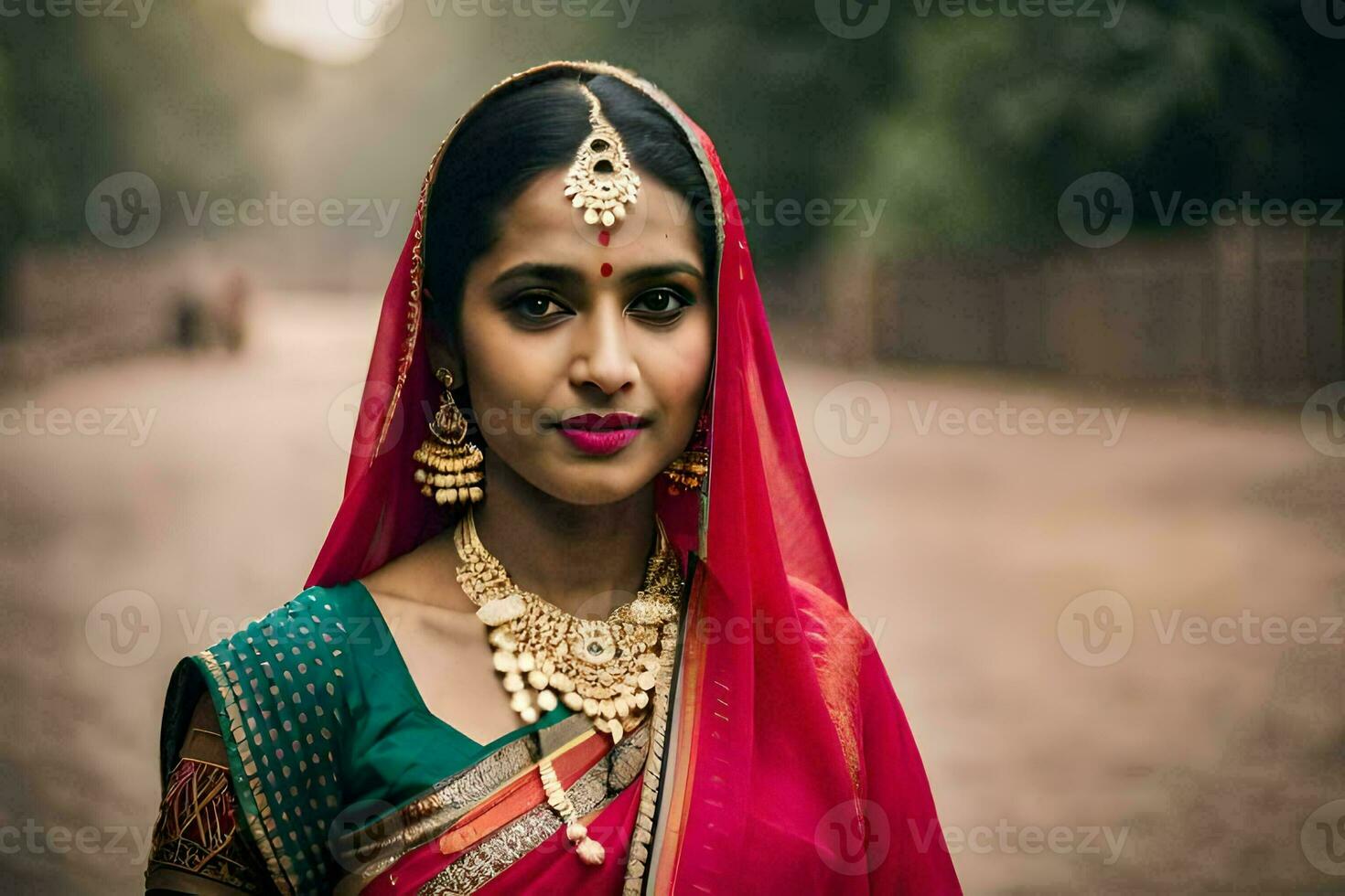 een mooi Indisch vrouw in traditioneel kleding. ai-gegenereerd foto