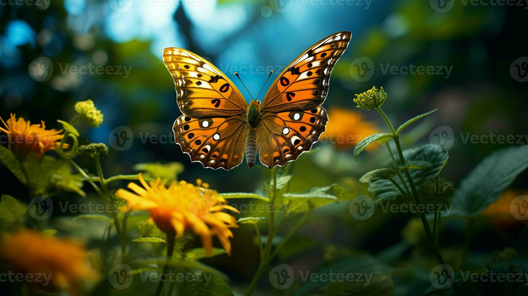 voortreffelijk vlinder in levendig kleuren, een natuurlijk zich afvragen foto