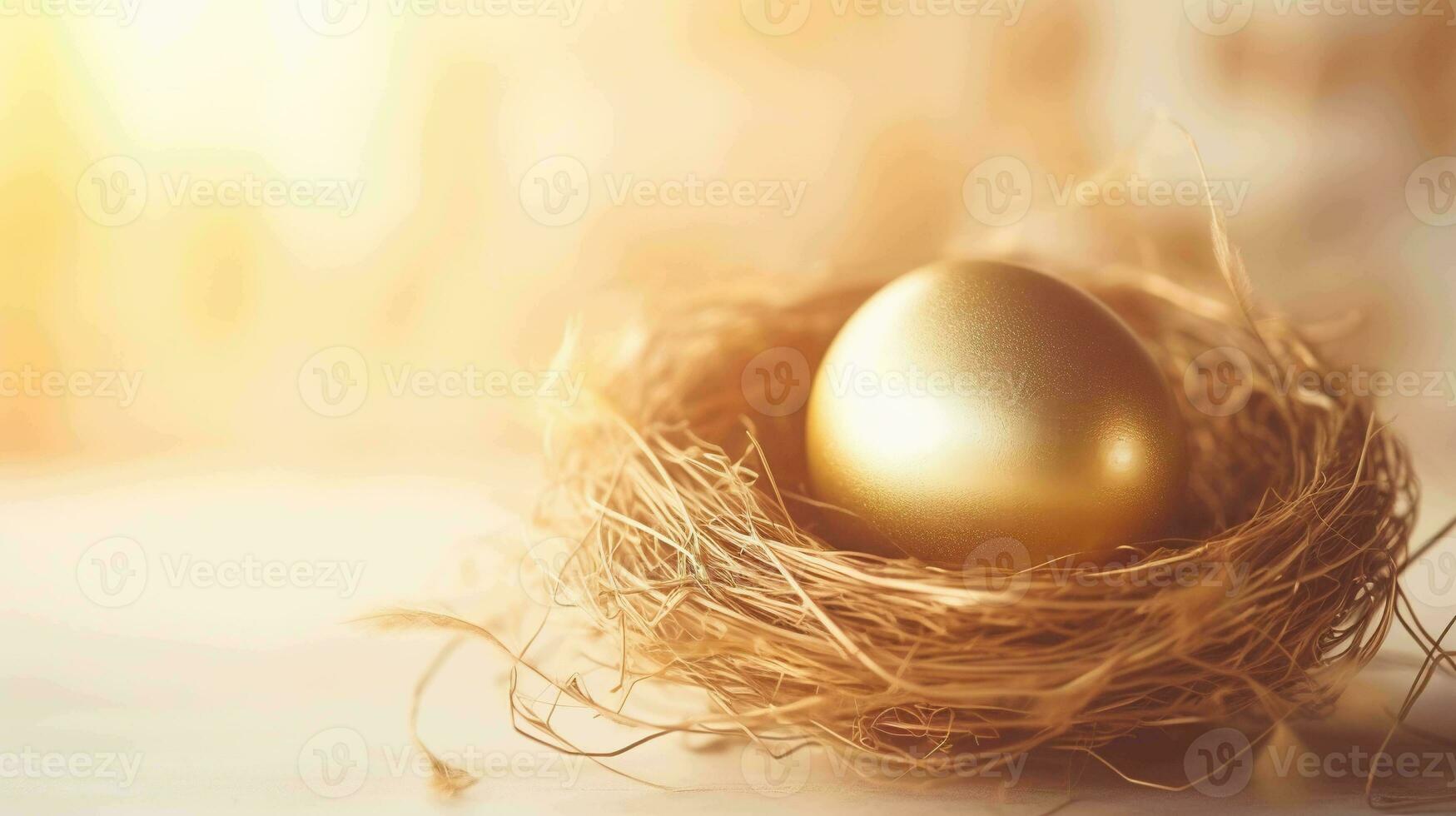 gouden ei nest. elegantie en eenvoud in een verbijsterend, minimalistische instelling foto