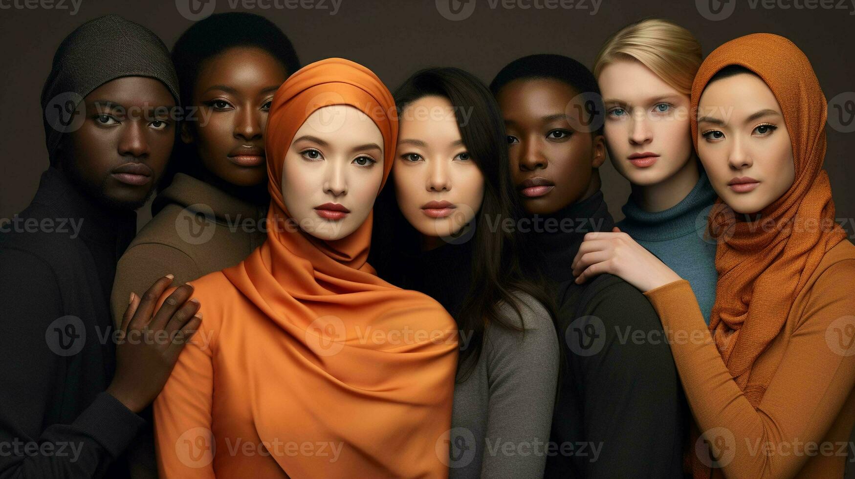 omarmen verscheidenheid en gelijkheid een portret van inclusief harmonie, verenigen mensen van allemaal achtergronden foto