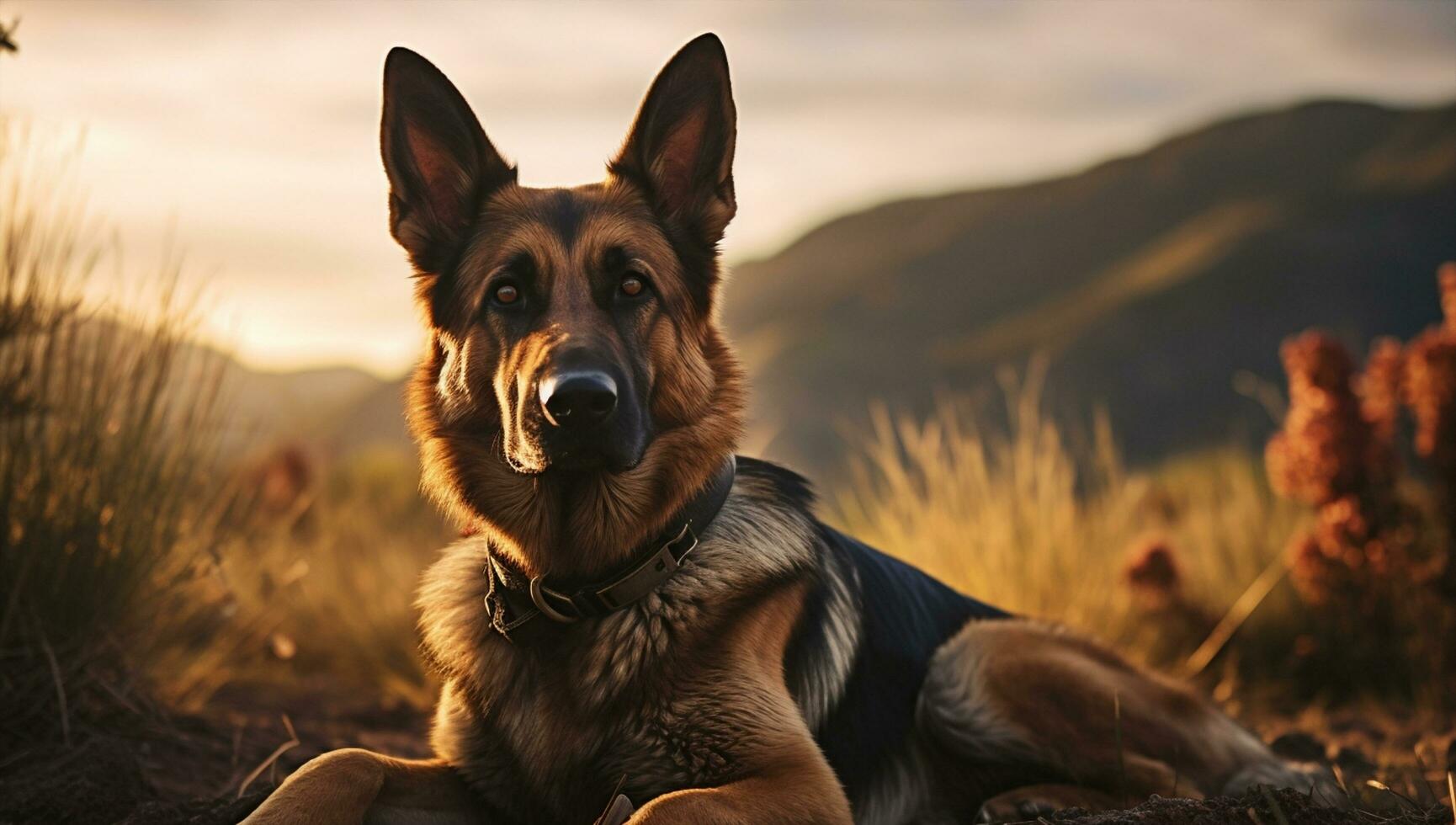 ai gegenereerd schoonheid hond natuur stamboom Duitse dier groen vacht schattig bruin herder zoogdier jong gras herdershond rasecht portret ras huisdier foto