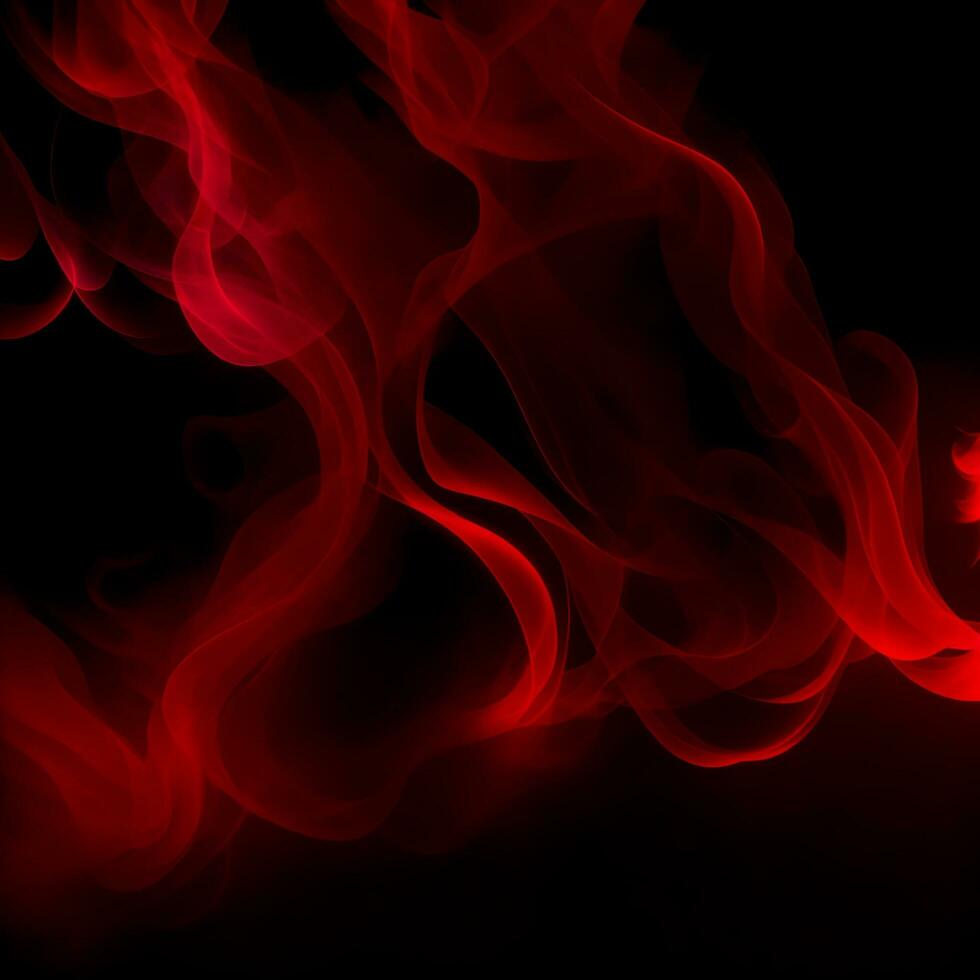 glimmend rook. schitteren vloeistof. rood kleur deeltjes structuur verf golven Aan donker zwart abstract achtergrond. ai gegenereerd. foto