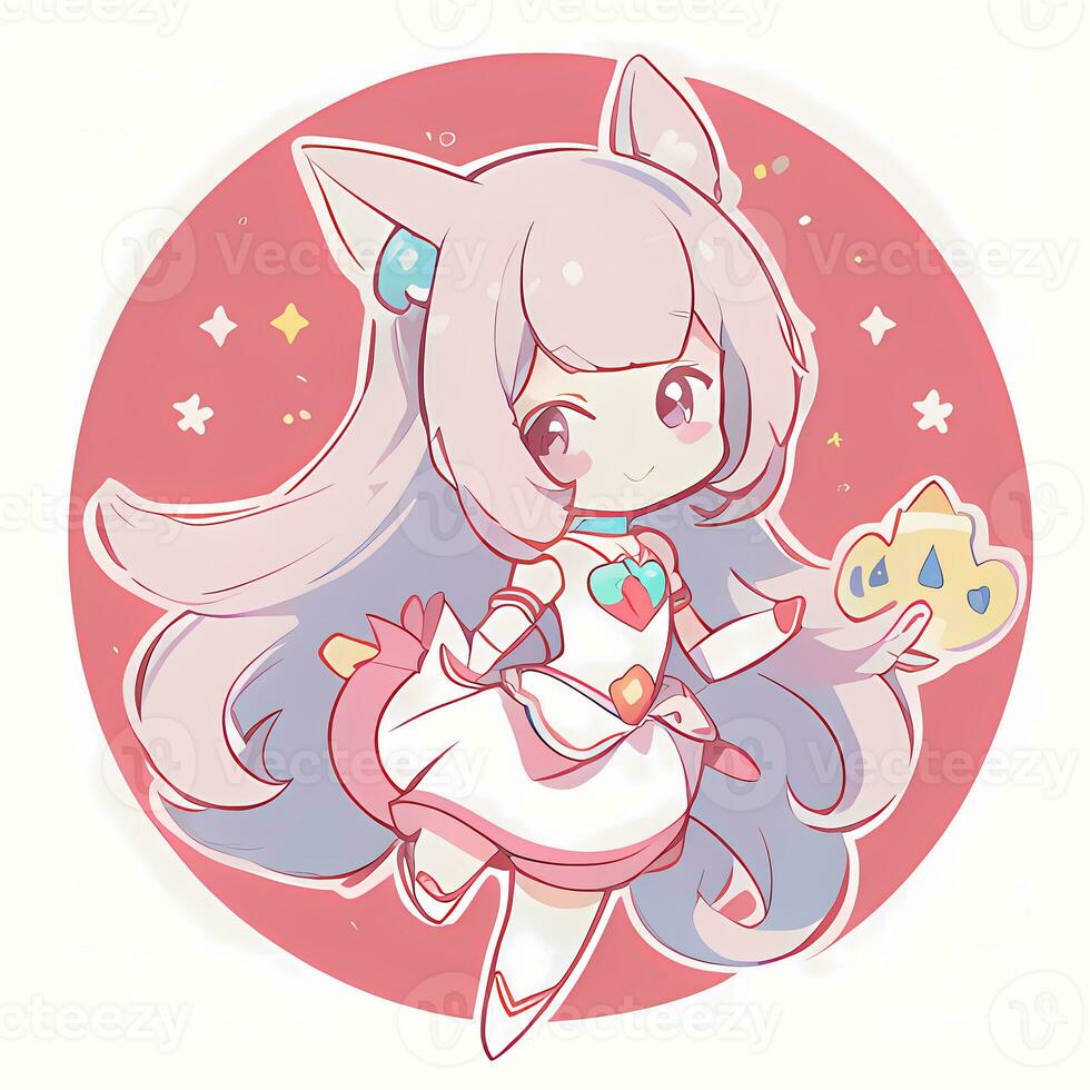 magisch meisje sticker cosplay anime stijl chibi illustratie foto