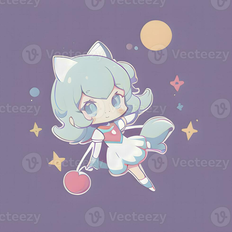 magisch meisje sticker cosplay anime stijl chibi illustratie foto