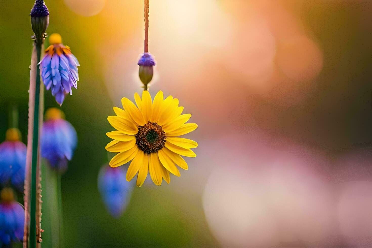 foto behang de zon, bloemen, de zon, de zonnebloem, de zonnebloem, de. ai-gegenereerd