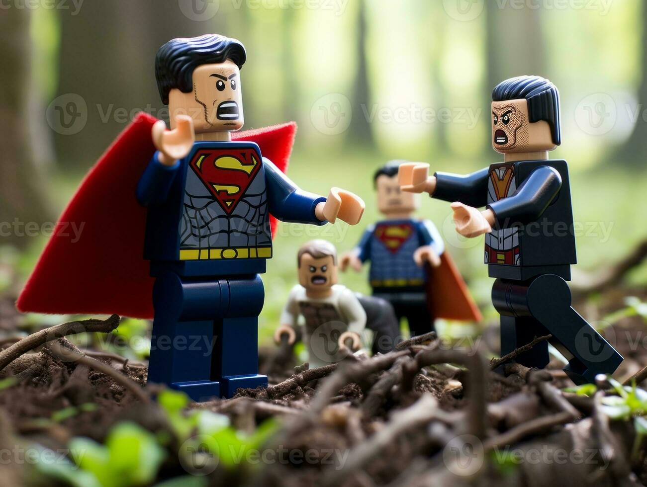 Lego heroes samenwerken omhoog naar opslaan de wereld ai generatief foto