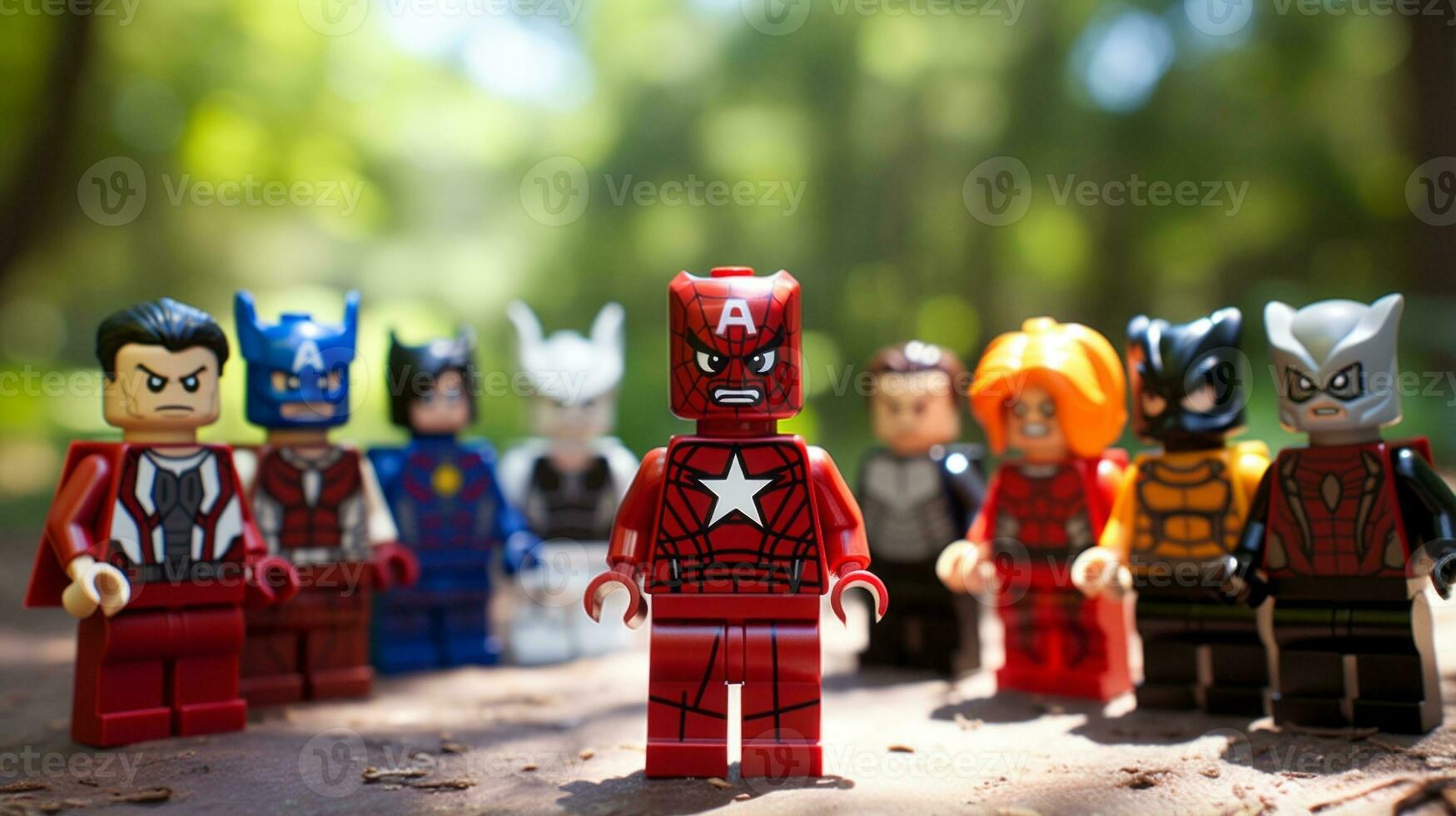 Lego heroes samenwerken omhoog naar opslaan de wereld ai generatief foto