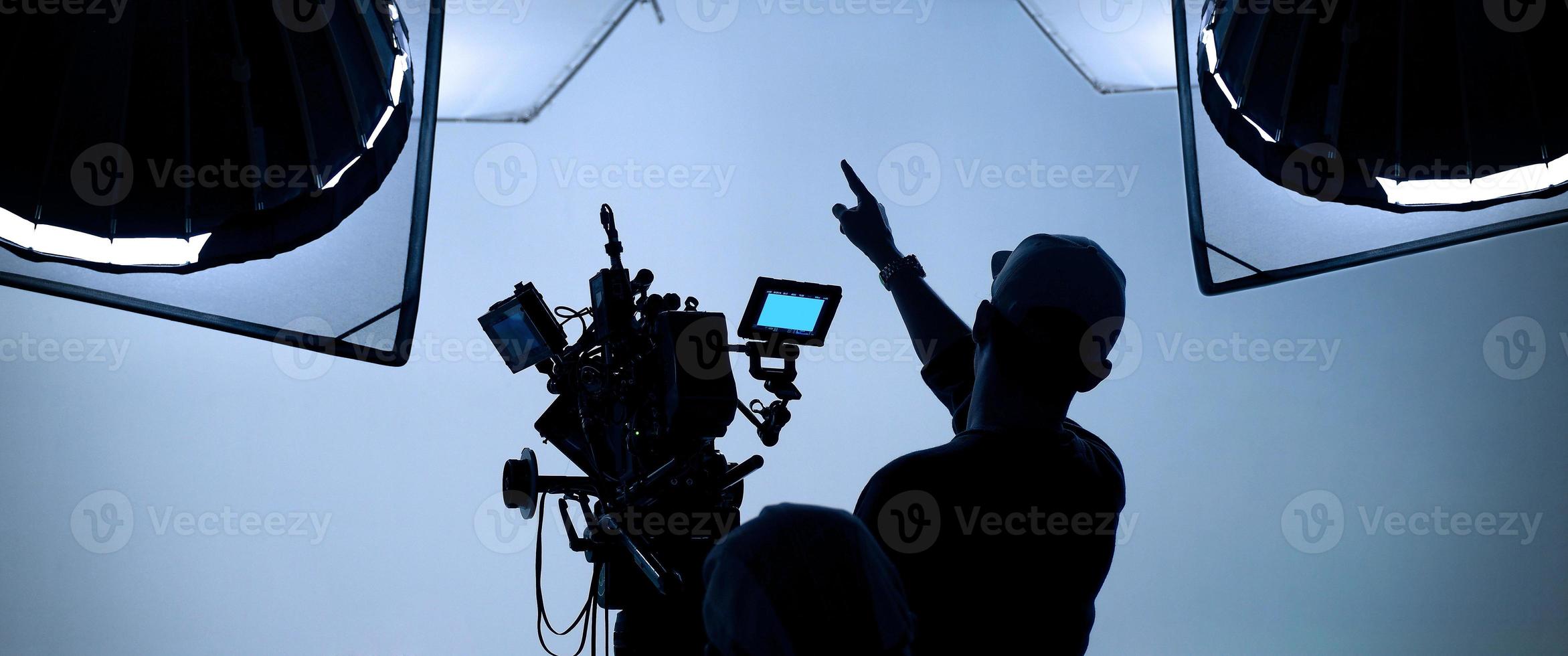 videoproductie achter de schermen. het maken van een commerciële tv-film foto