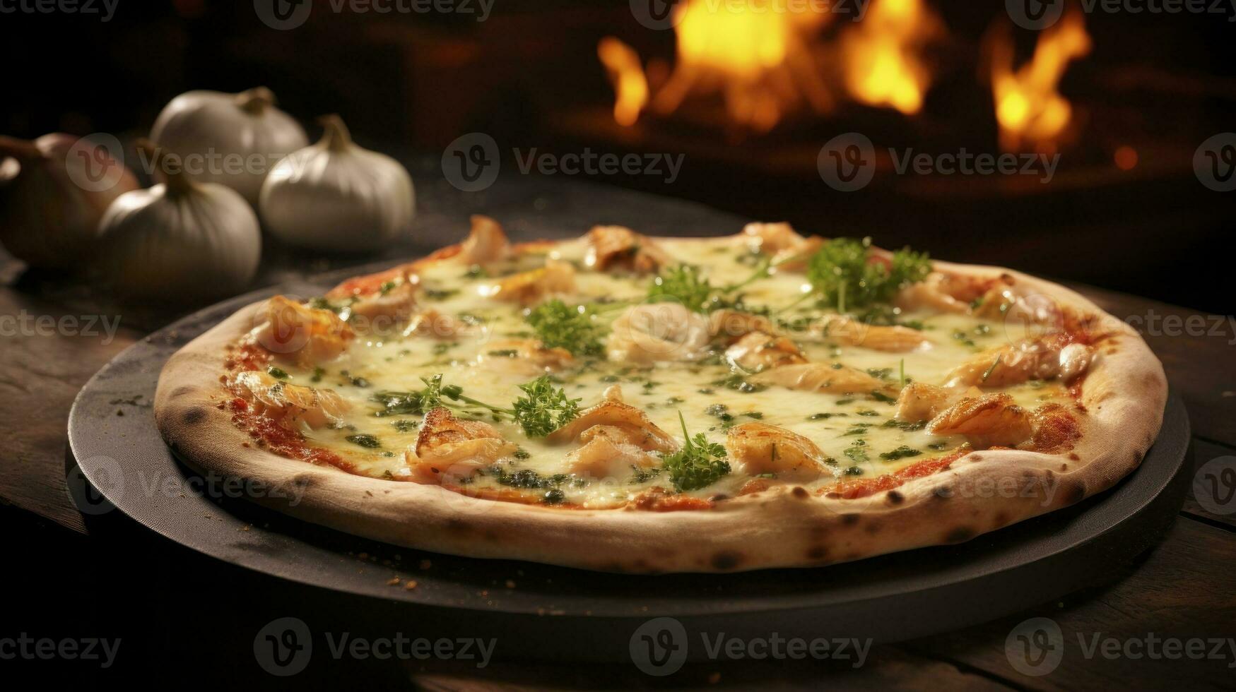 vers Italiaans pizza met Mozzarella kaas plak generatief ai foto