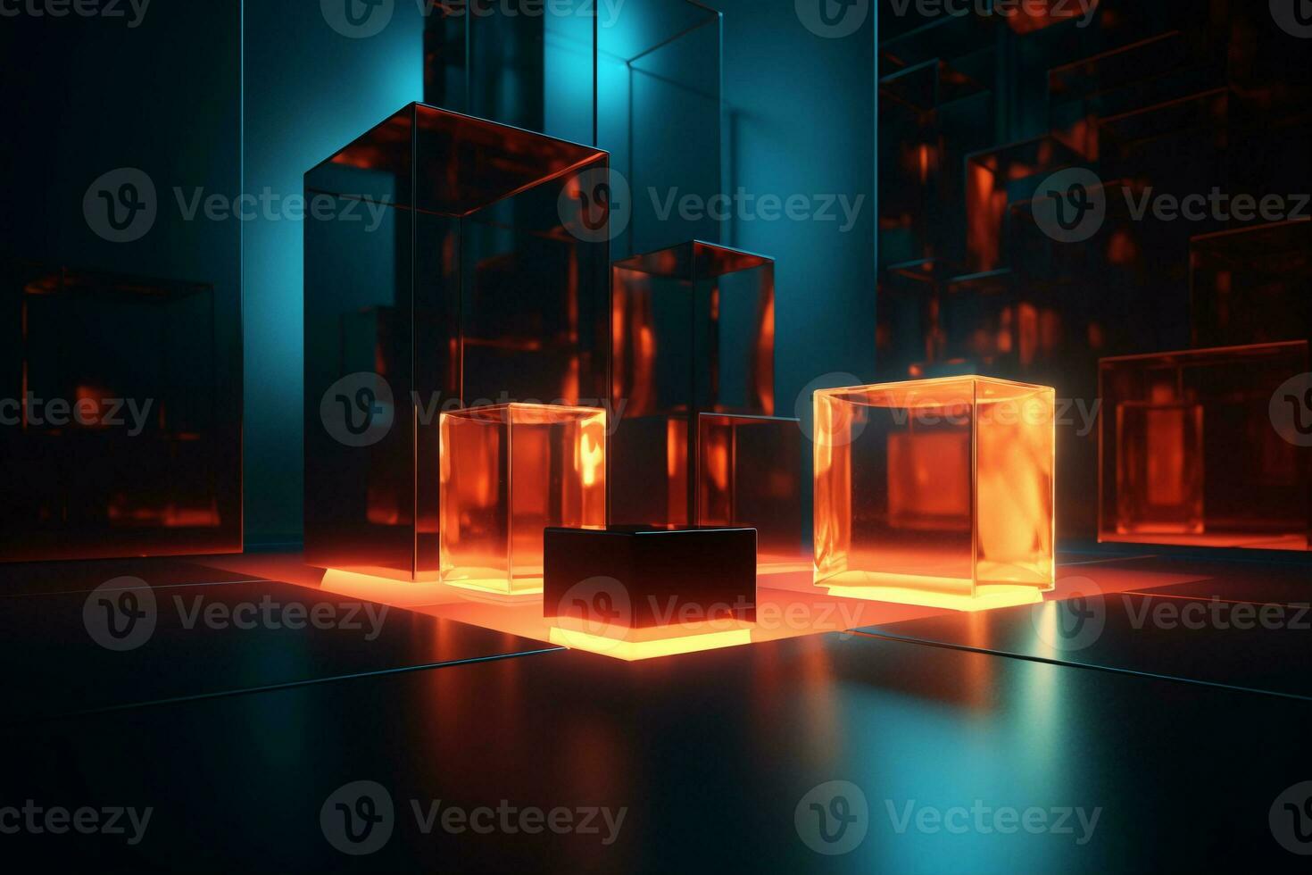 3d geven van realistisch abstract achtergrond voorwerpen volumetrisch verlichting ai generatief foto