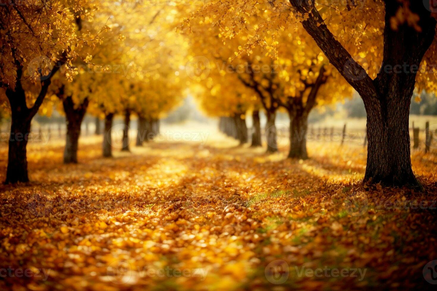 lief herfst boomgaard landschap. reclame hoger beroep. uitgebreid tekst ruimte. ai generatief foto