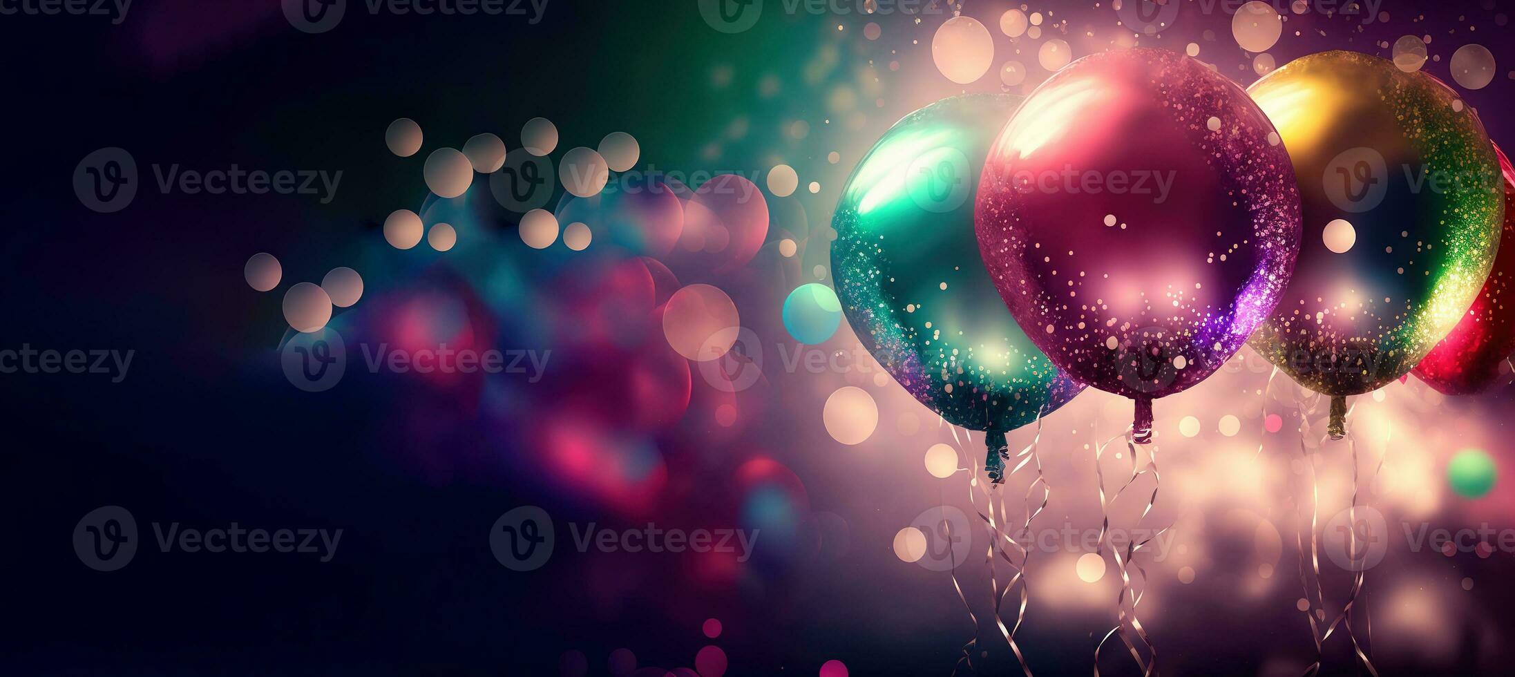 ballonnen partij achtergrond met kleurrijk schitteren. generatief ai foto