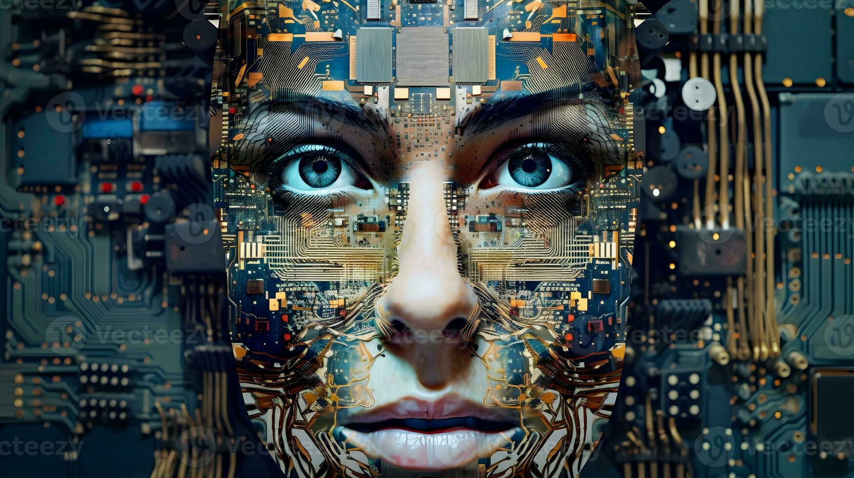 cyborg essence vrouw Leuk vinden moederbord gegenereerd door ai foto