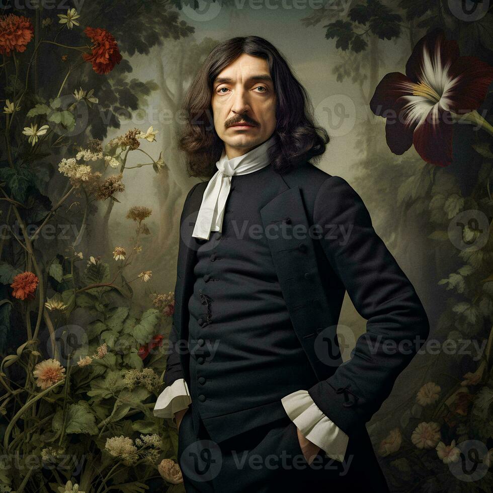 modern filosoof rene descartes opnieuw bedacht met generatief ai foto