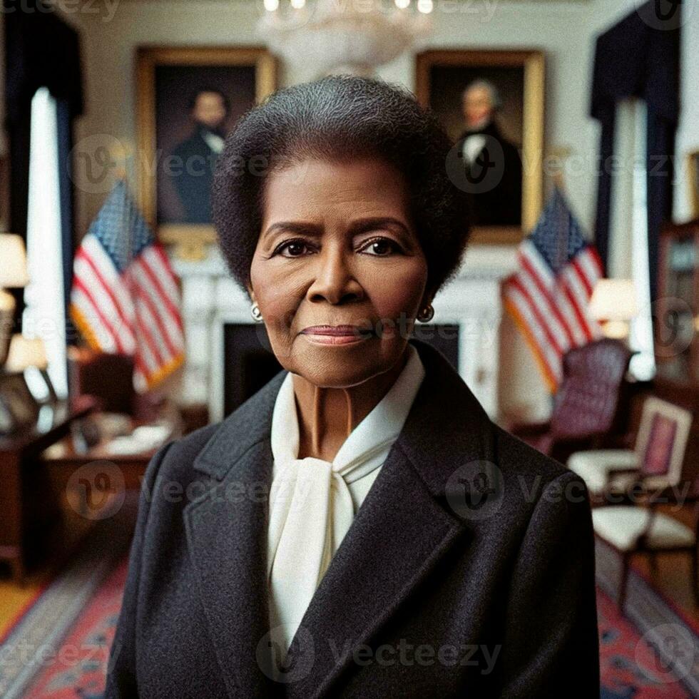 historisch portret van eerste zwart vrouw president van de Verenigde staten. generatief ai. foto