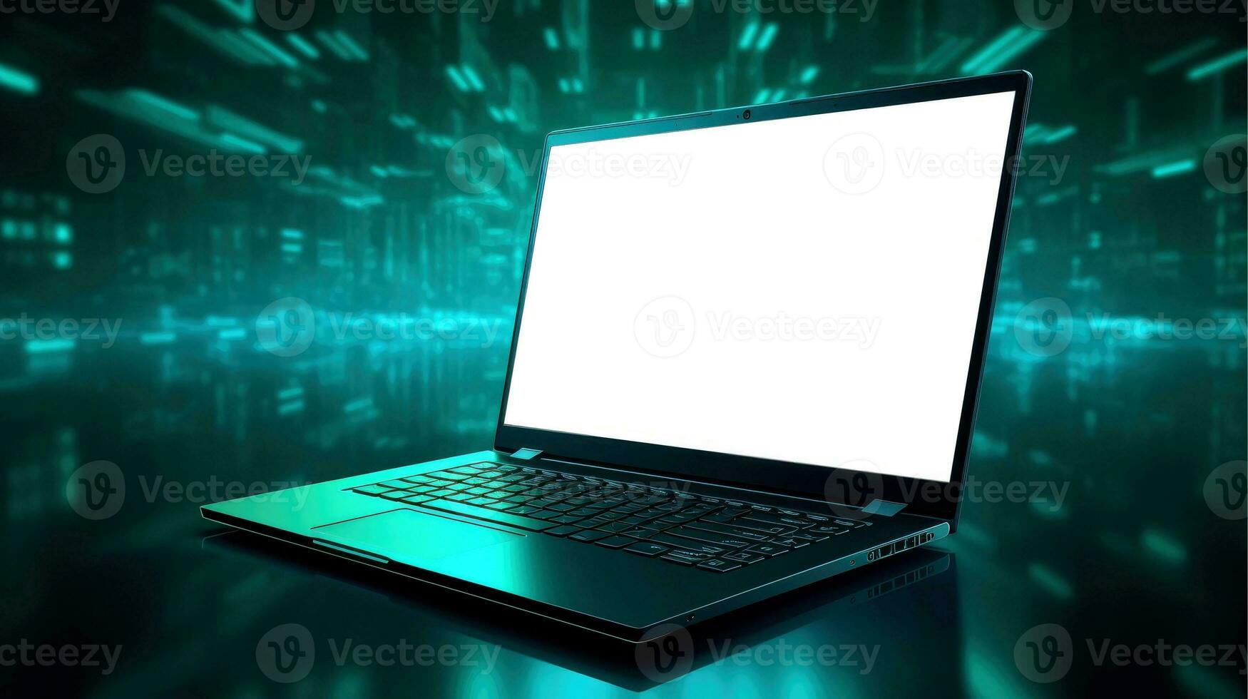 mockup van mooi laptop met veelkleurig achtergrond, generatief ai illustratie foto