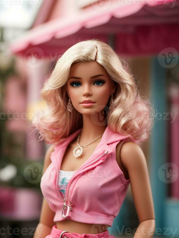 Barbie schattig pop in zomer modieus kleding foto