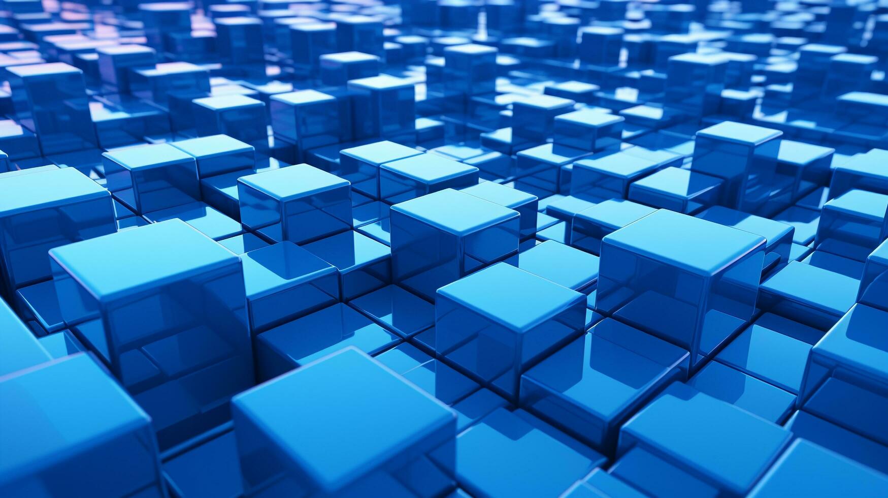 abstract blockchain achtergrond, medisch technologie blauw kubus, ai generatief foto