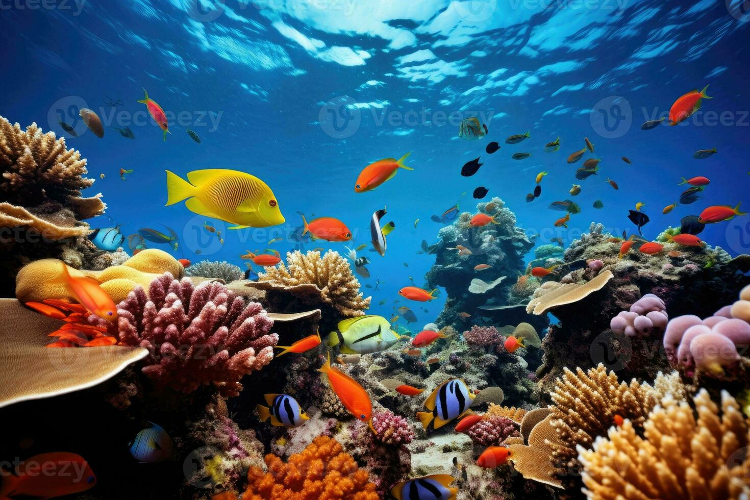 onderwater- schot van koraal vis, koralen en anemonen foto