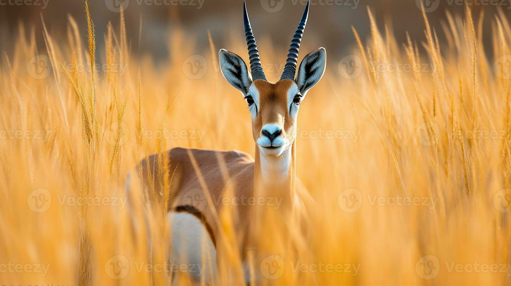 boeiend springbokken in de wilds van Afrika. springbok antilopen in hoog geel gras. generatief ai foto