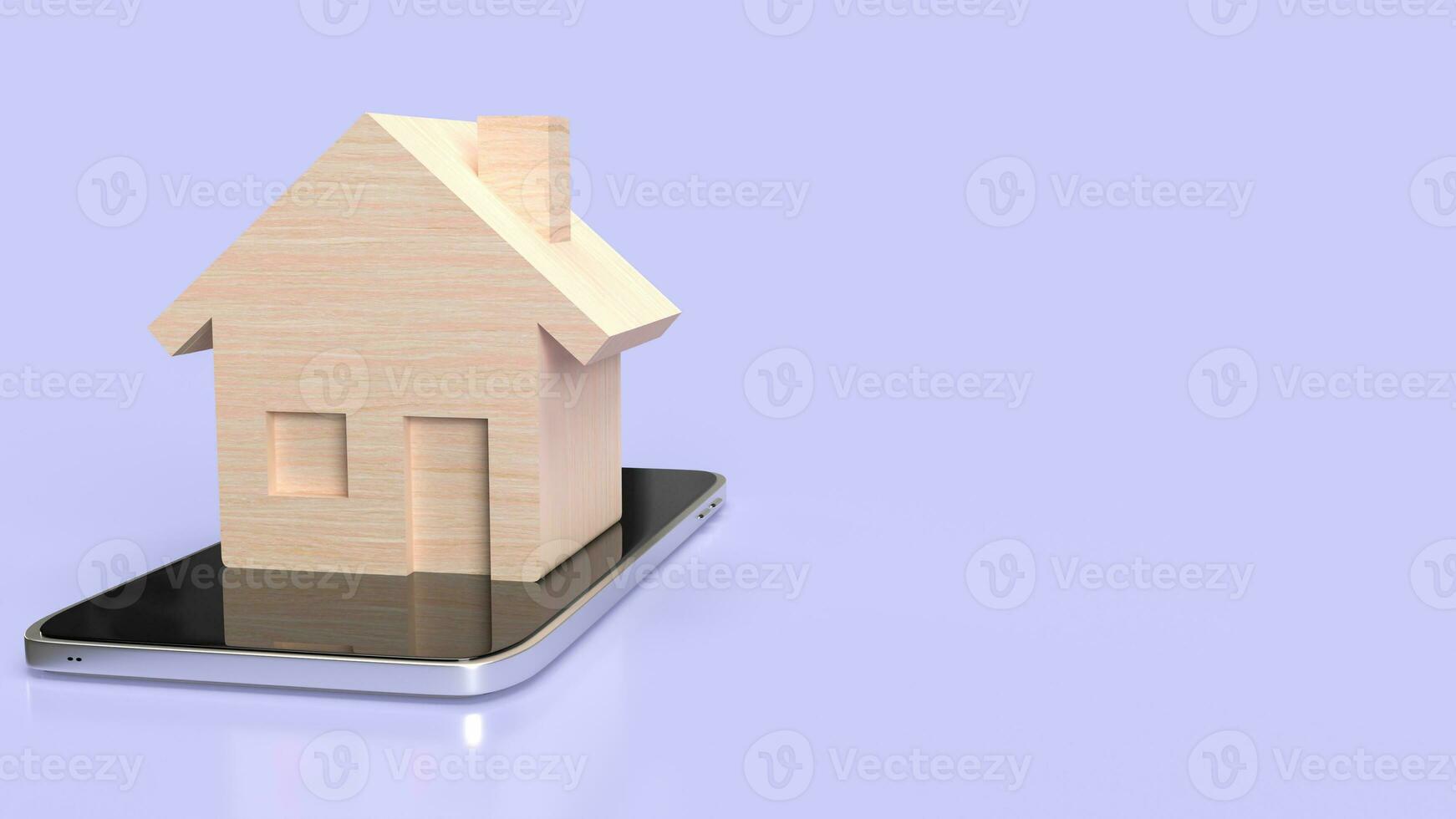 de huis Aan mobiel voor slim huis concept 3d renderen foto