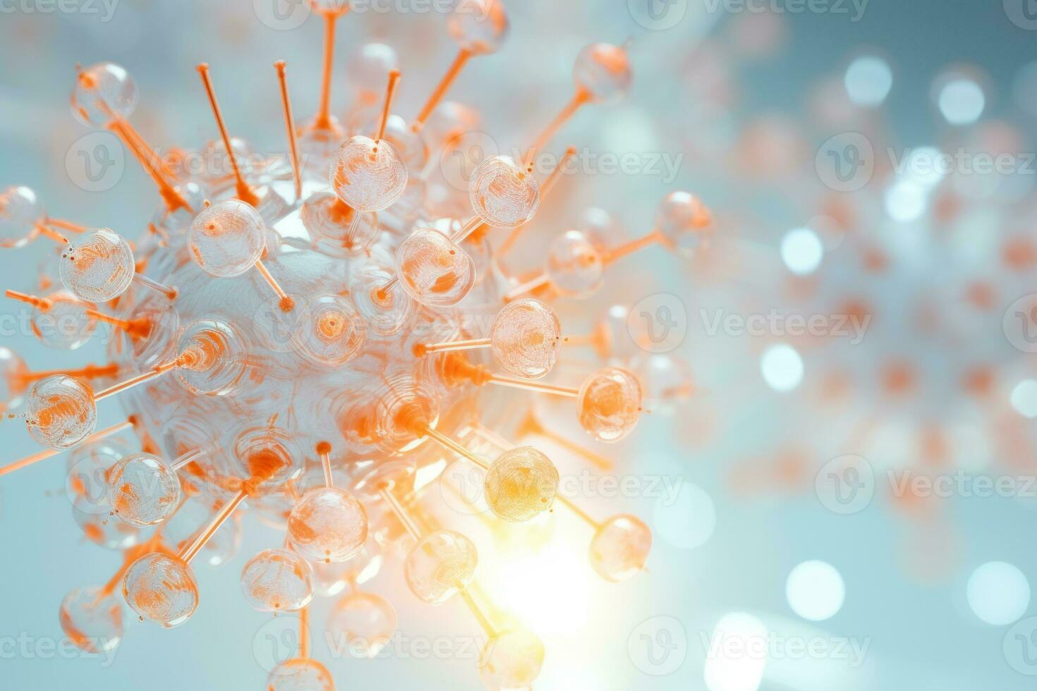 virus molecuul model- met mooi structuur Aan een licht achtergrond. generatief ai foto