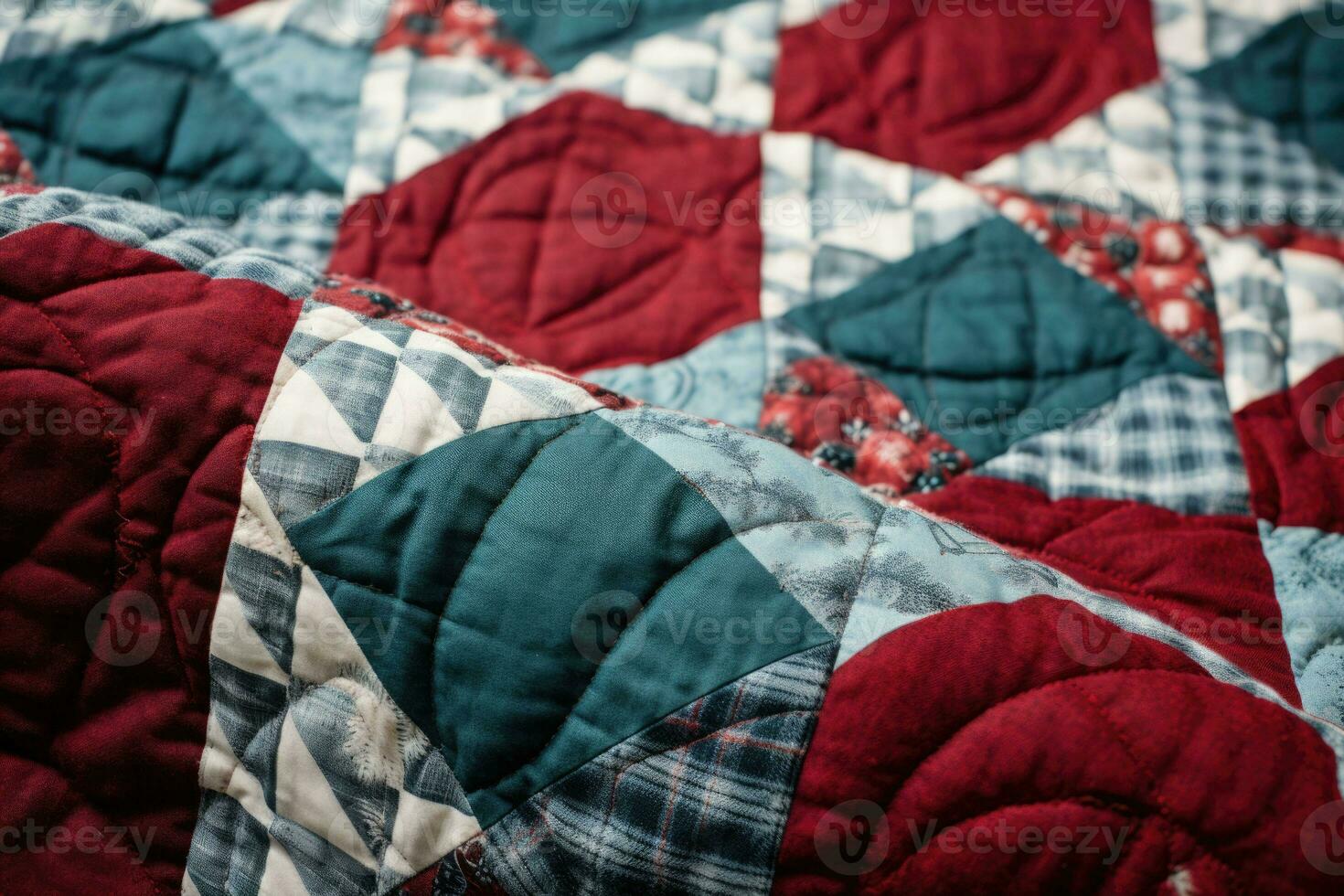 kleur handgemaakt deken in stijl lapwerk. lapwerk dekbed. generatief ai foto