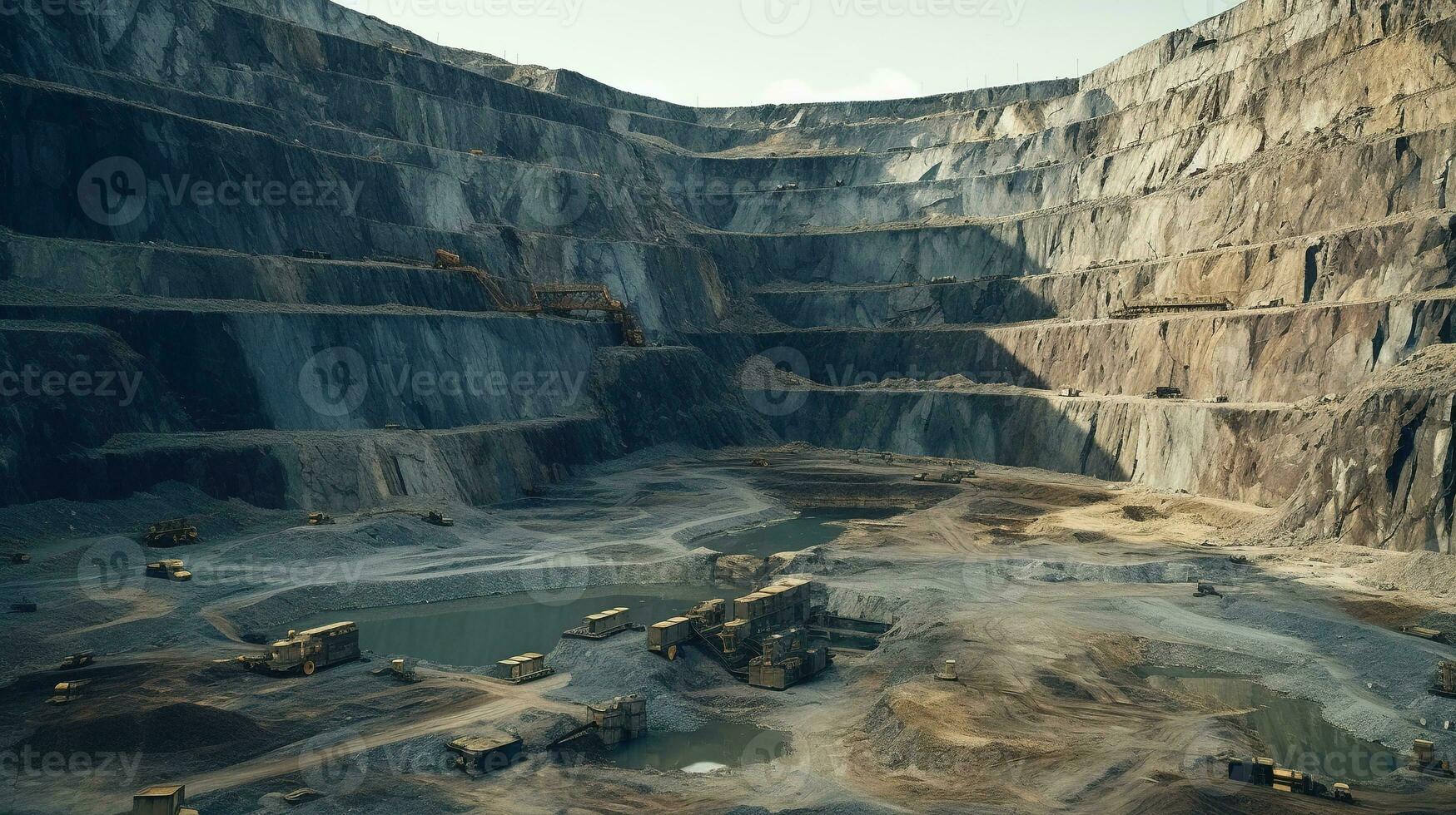 hoogte visie van een Open pit mijnbouw plaats foto