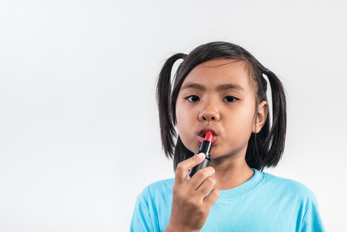 portret meisje make-up met haar gezicht. foto