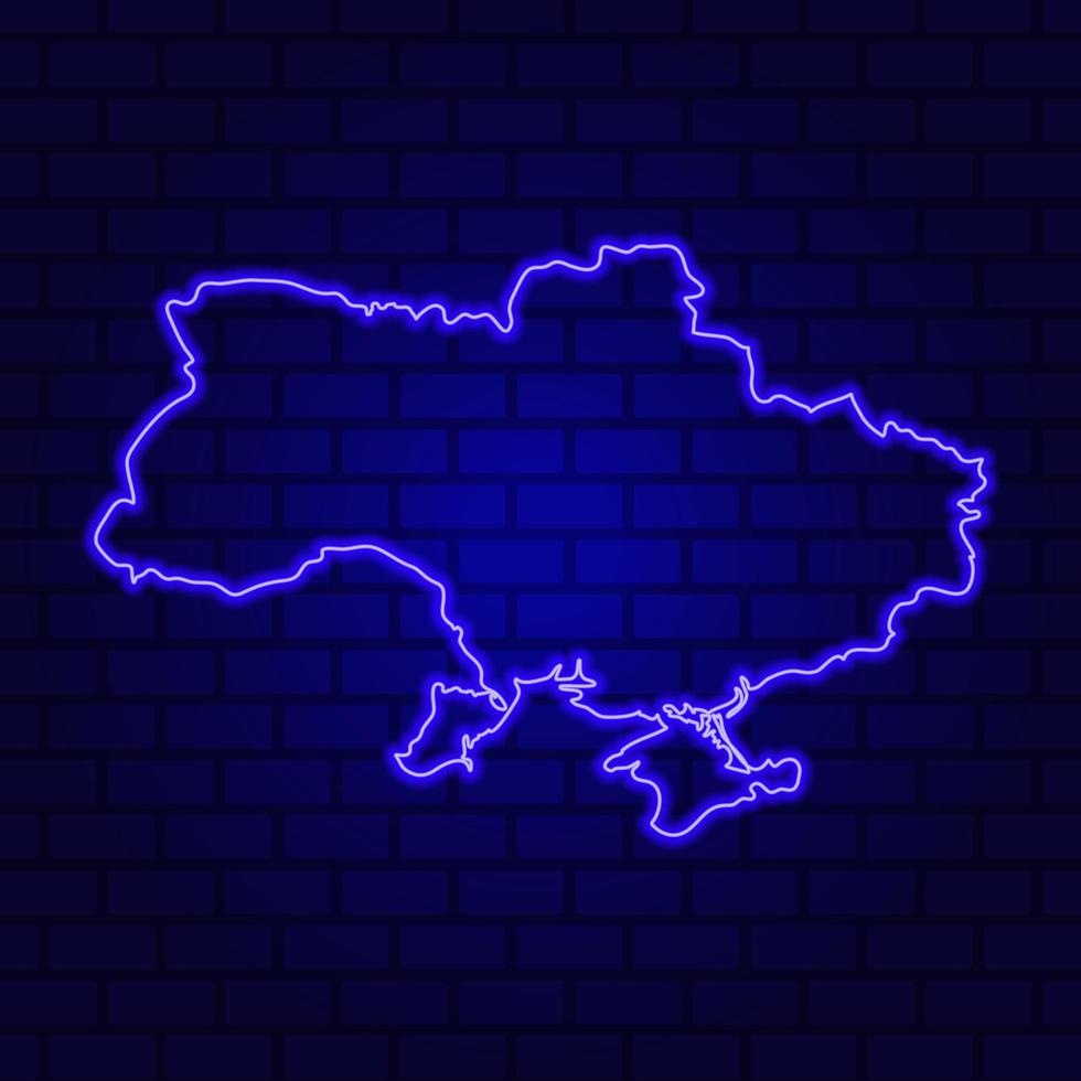 Oekraïne gloeiend neonteken op bakstenen muurachtergrond foto